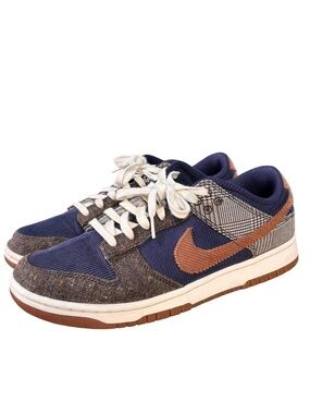 Nike Dunk Low Premium Tweed Corduroy FQ8746-410 Midnight Navy Brown Men’s 9.5